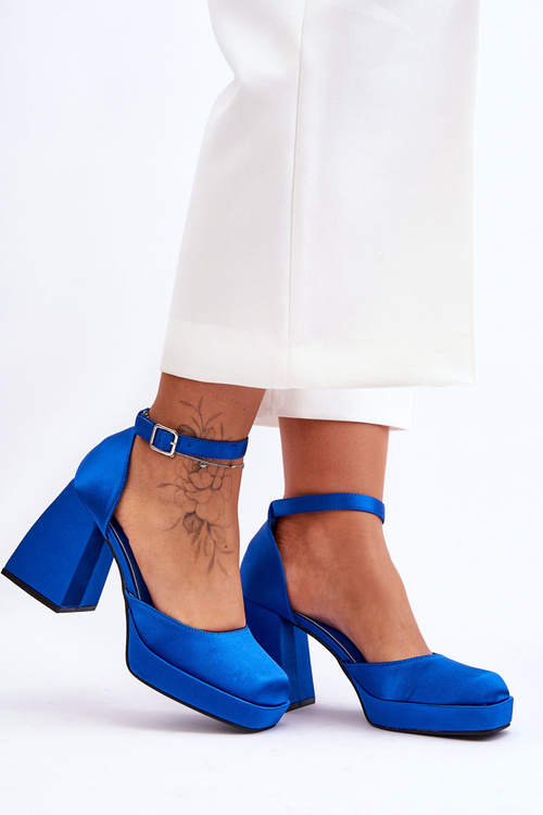 Fashionable Pumps On Massive Heels Blue Sandia
