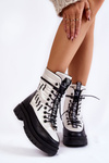 Women's Laced Snow Boots Vinceza 23-34586 Black and White