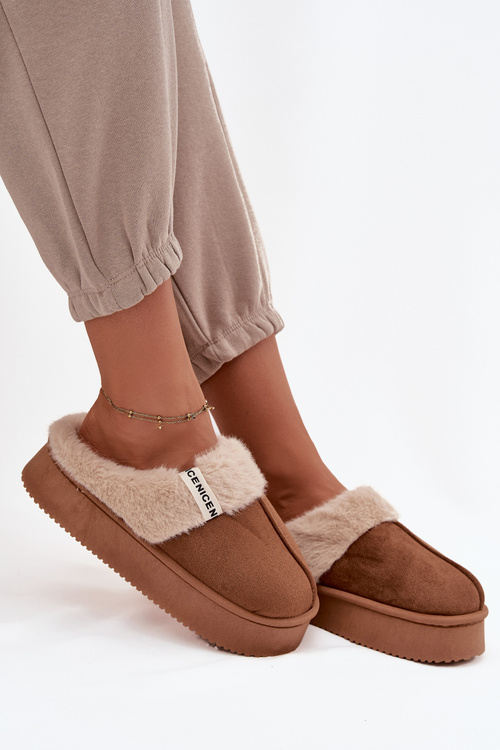 Women's slippers with fur Brown Parisse