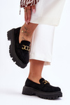 Women's Suede Moccasins on Platform Black Larey