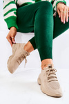 Sneakersy Buty Sportowe Skarpetkowe Ciemnobeżowe Nolene