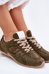Ladies Sports Shoes Made Of Eco Suede Dark Green Dorella