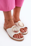 Women's Flat Sandals with Embellishment White Rivashea
