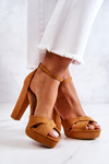 Suede Sandals On A Bar Camel Lanelle