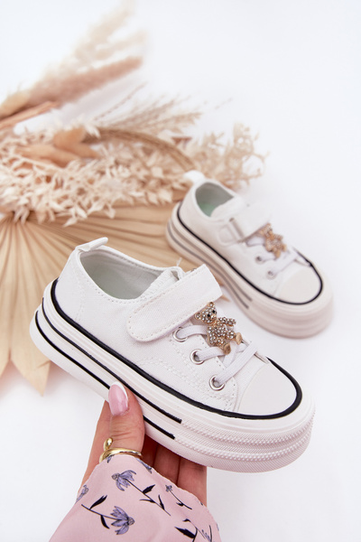 Girls Sneakers With Teddy Bear White Solena