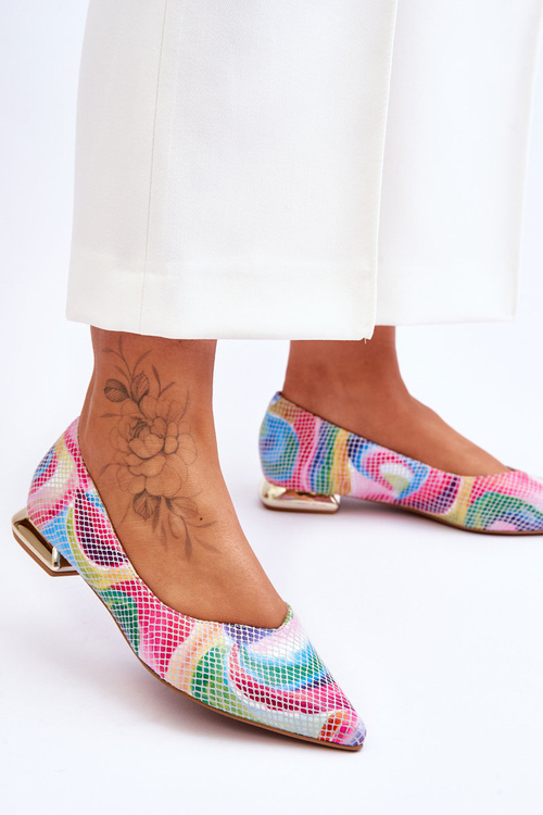 Women's Ballerinas Laura Messi Leather Tęczowe 2193