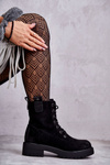 Warm Suede Lace Up Boots Black Ritta