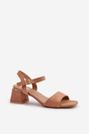 Women's Block Heel Sandals in Camel Eco Suede Leisha