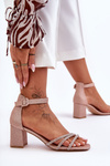 Shiny Heeled Sandals Beige Enenor