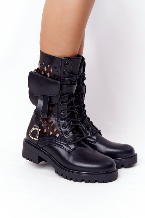 Openwork Boots With A Purse Black Rock Star