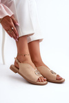 Women's sandals with gold decoration eco suede S.Barski KV27-059 Beige