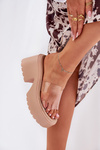 Transparent Women's Slippers On Platform And Chunky Heel Beige Rizana