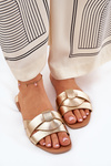 Flat Ladies Slippers With Intertwining Straps Gold Selaenor