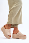 Women's Slippers On A Massive Platform Beige Martina