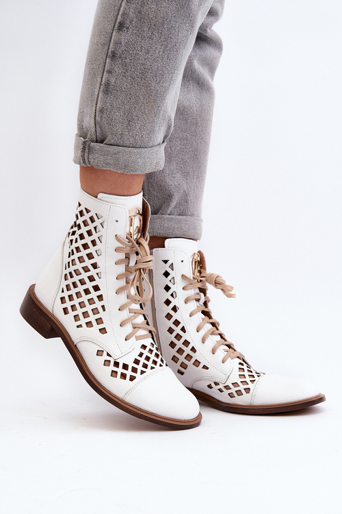 Openwork Leather Boots Zazoo 2695 White