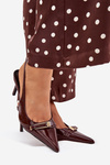 Lacquered High Heel Pumps With Golden Buckle Chocolate Vivae