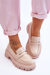 Mokasyny Skóra Wsuwane Platforma Beżowe Riverside