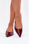 Lacquered Ballerinas On Low Heel Burgundy Testori