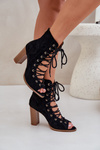 Heeled Sandals With Shaft And Lacing Black Ivelseki