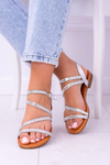 Silver Women's Zirconia Sandals by Ferragosto