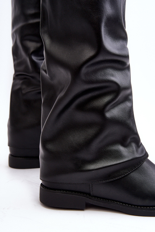 Women's Over-the-Knee Boots with Sheepskin Type Fleece Black Bellama