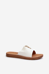 Women's flat sole sandals with eco leather decoration white Makia