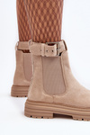 Suede Ankle Boots With Massive Sole Light Beige Ozaro 