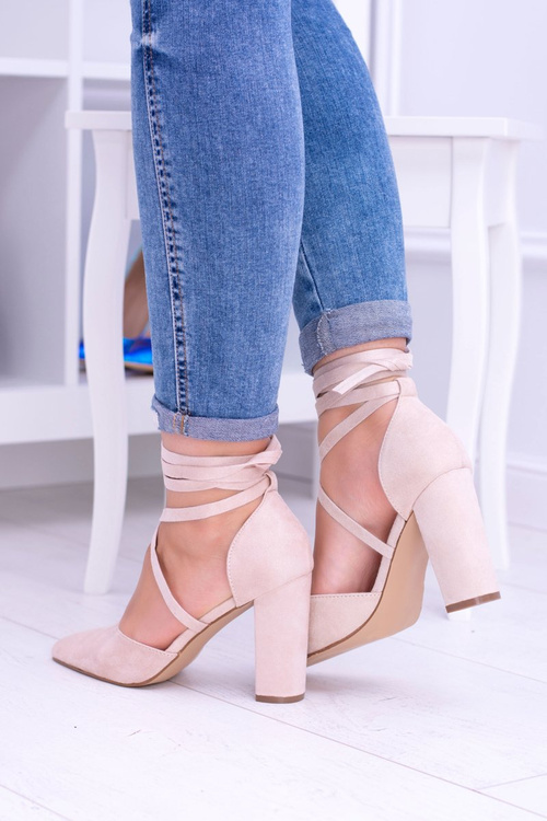 Women's Stiletto Strappy Tiered Beige Demmi pumps