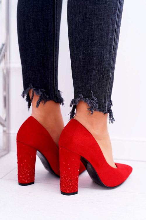 Red Suede Razor pumps