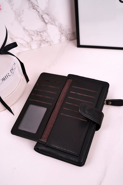 Large Women's Wallet With An Extra Space For Cards Black