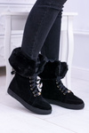 Black Suede LU BOO Timber Boots with Fur