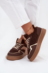 Women's Platform Sneakers with Sheepskin Brown Frelina