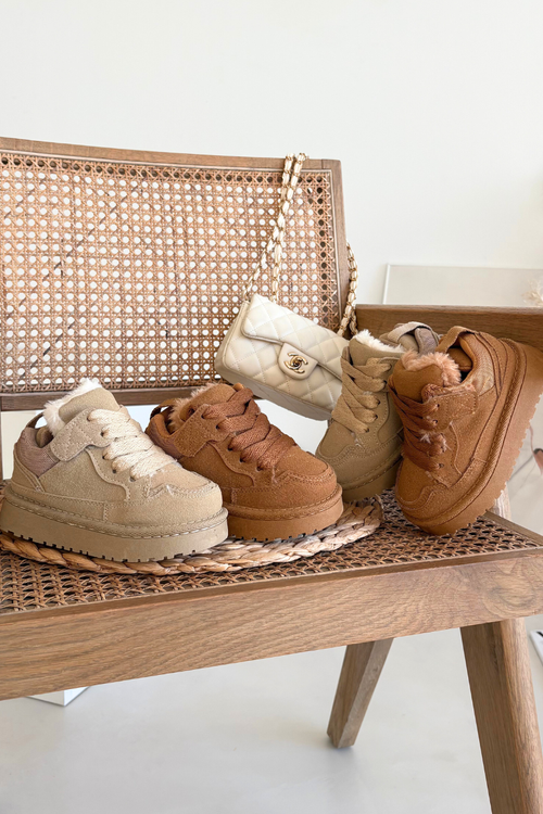 Children's Sneakers Warm Lined Camel Mireen