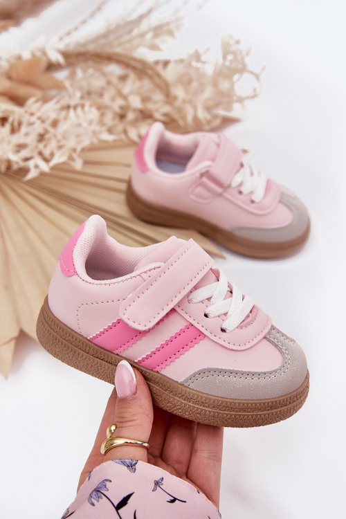Dziecięce Sneakersy Buty Sportowe Eko Skórzane Rzep Różowe Adelina