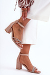 Shiny Heeled Sandals Beige Enenor