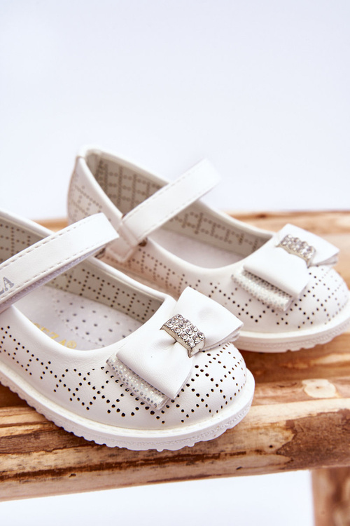 Children's Ballerinas With Velcro Bow White Halle