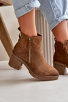 Lined Women's Ankle Boots with Block Heel in Brown Velarilla