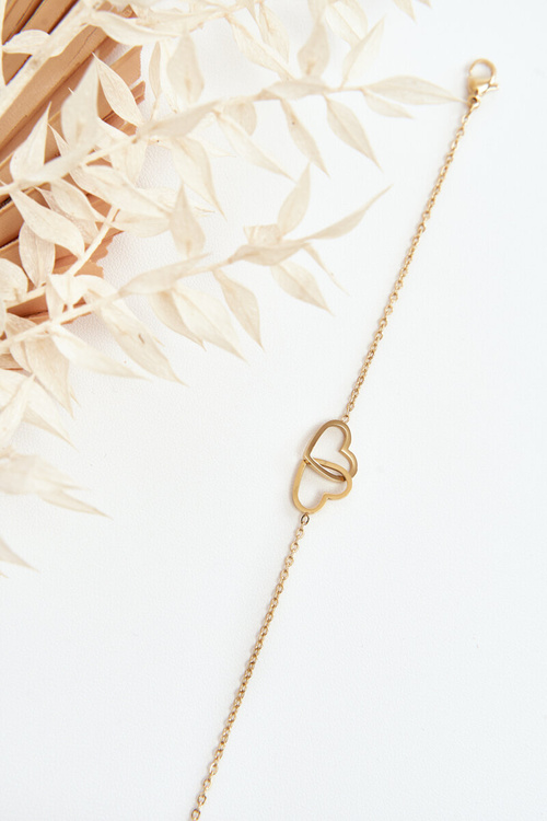 Delikatna Bransoletka Z Sercami Złota JS-2493039