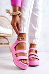 Leather Sandals On A Buckle Pink Graceful