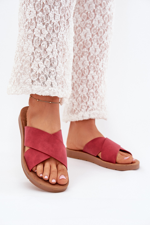 Ladies Slippers Made Of Eco Leather Burgundy Lorana