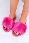 Women's Flip Flops With Fur Fuchsia Fur