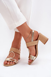 Heeled Sandals Gold Afleeria