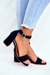 Suede Sandals On A Block Heel Vinceza 20-17058 Navy