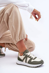 Leather Women's Sports Shoes Green-Beige Kabama