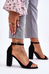 Classic Suede Heel Sandals Black Amina