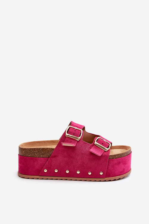 Women's Platform Sandals with Buckles Fuchsia Cremila