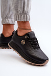 Black Women's Leather Platform Sneakers Pernalia