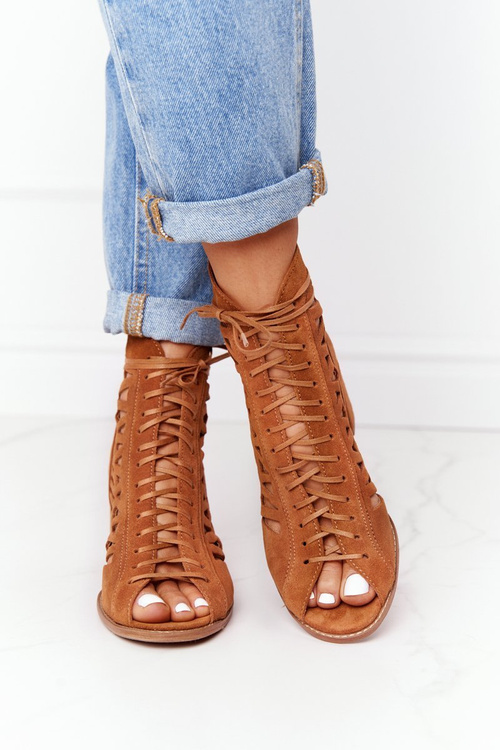 Suede Openwork Boots Maciejka Camel 04040-29