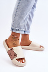 Women's Light Foam Slippers Bear Motif Beige Parisso
