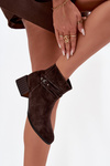 Women's Boots Made of Natural Suede on Block Heel Lined D&A CR52-651 Chocolate